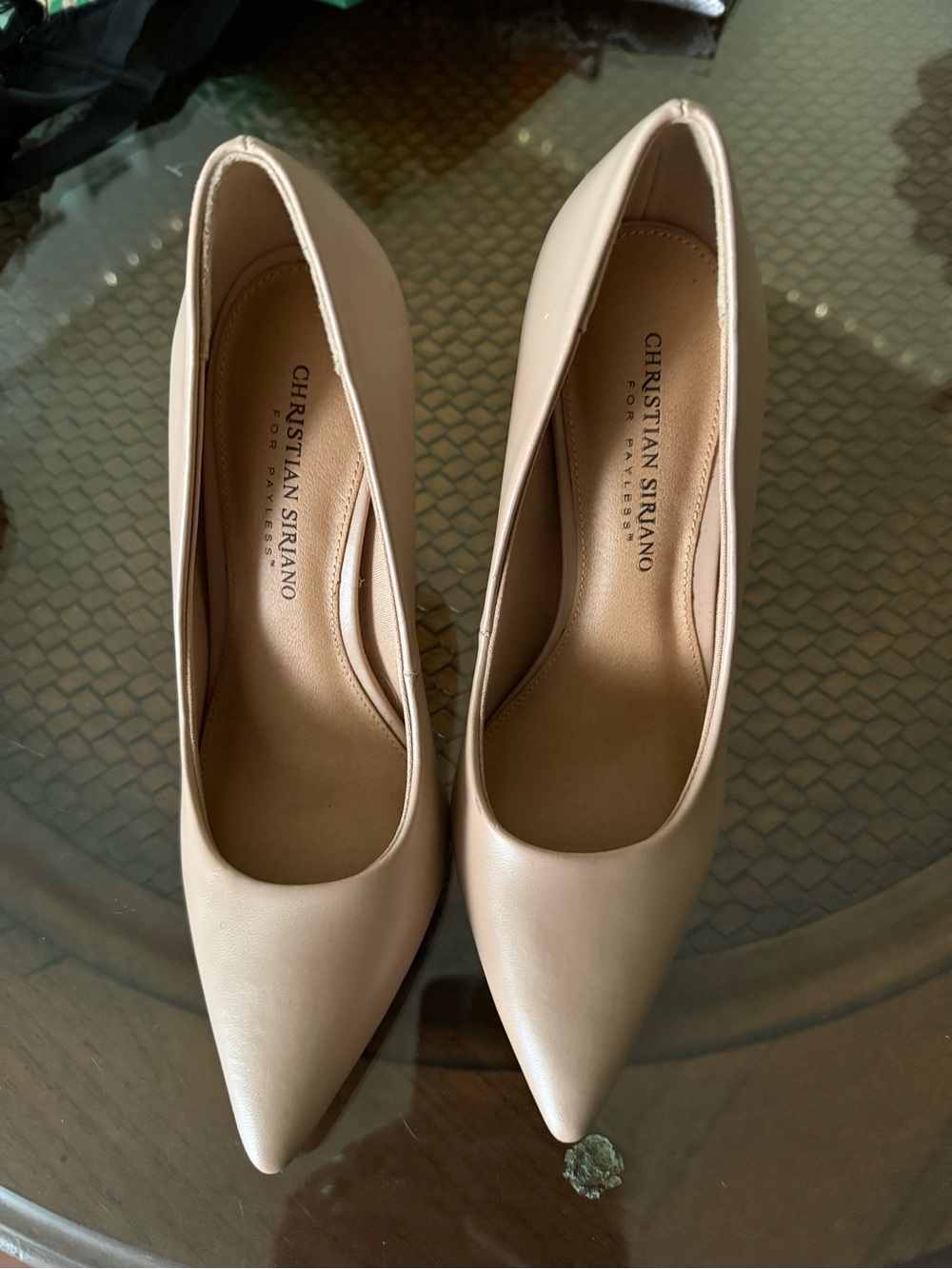 Christian Siriano Beige Pointed-Toe Pumps